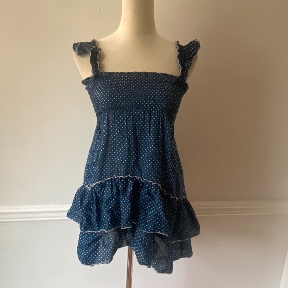Blue Polka Dot Ruffle Dress